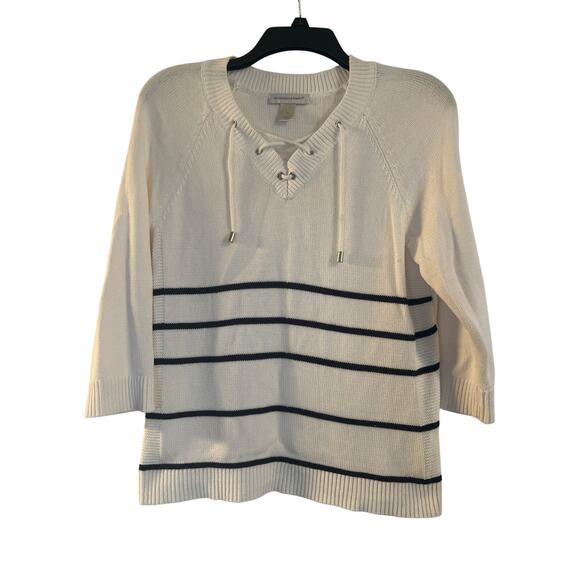 VGUC Vintage Christopher & Banks 3/4 Sleeve Sweater 100% Cotton Size Medium - Picture 1 of 6